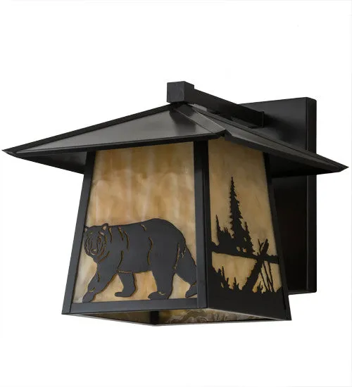 12"W Stillwater Northwoods Lone Bear Straight Arm Outdoor Sconce