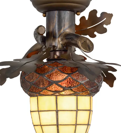 13"W Acorn Branch Stained Glass Flushmount