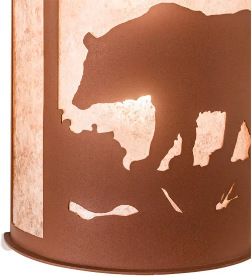 13"W Bear at Dawn Wildlife Wall Sconce