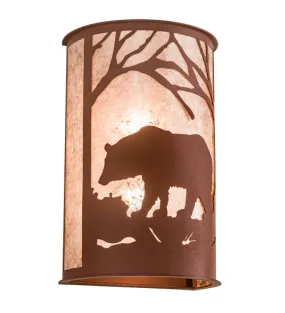 13"W Bear at Dawn Wildlife Wall Sconce