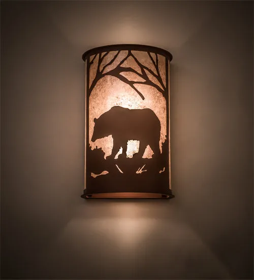13"W Bear at Dawn Wildlife Wall Sconce