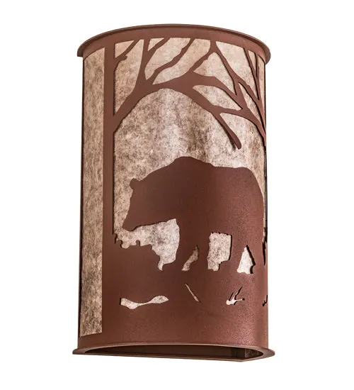 13"W Bear at Dawn Wildlife Wall Sconce