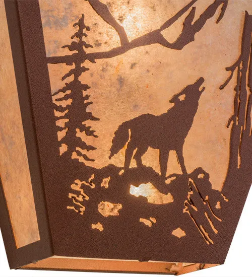 13"W Northwoods Wolf On The Loose Wall Sconce