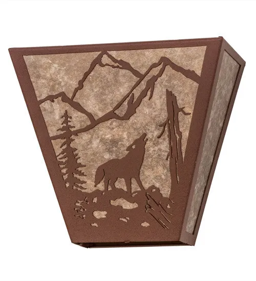 13"W Northwoods Wolf On The Loose Wall Sconce
