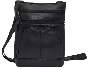 807BK Crossbody Bag for Women Genuine Leather Multi-Pocket Purse with Adjustable Strap & Built-In Wallet