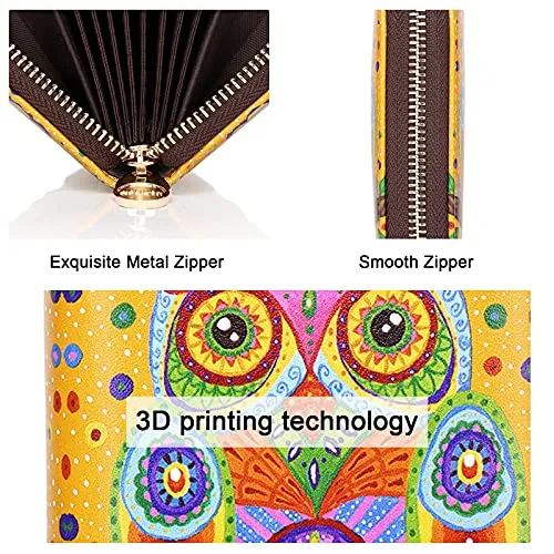 APHISON RFID Credit Card Holder Wallets for Women Leather Cartoon Patterns Zipper Card Case for Ladies Girls/Gift Box 018