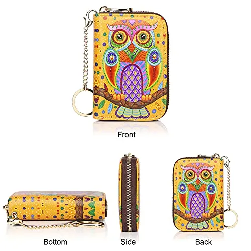 APHISON RFID Credit Card Holder Wallets for Women Leather Cartoon Patterns Zipper Card Case for Ladies Girls/Gift Box 018