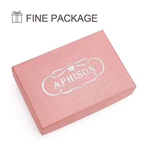 APHISON RFID Credit Card Holder Wallets for Women Leather Cartoon Patterns Zipper Card Case for Ladies Girls/Gift Box 018