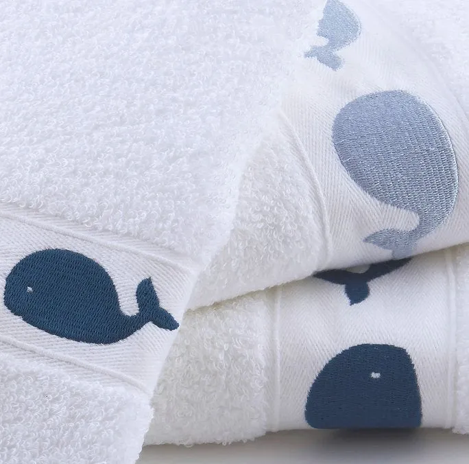 Baby Whales Embroidered Quick-Dry Towel Set