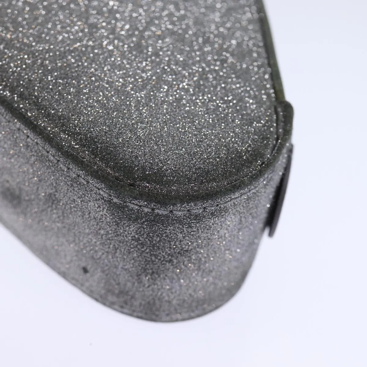 BALENCIAGA Triangle Duffle Clutch Bag Leather Gray 476976 Auth bs13794