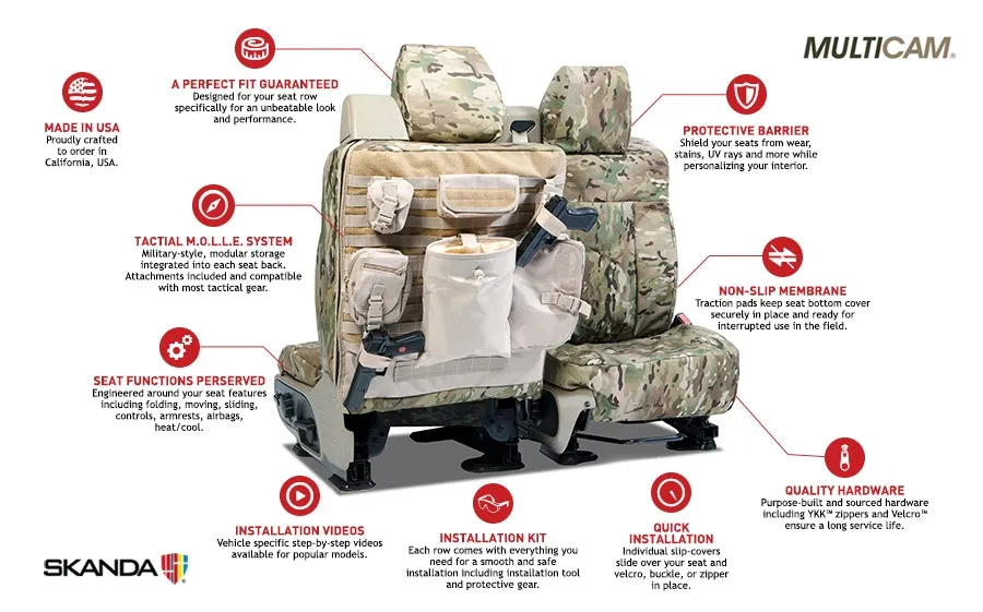 Camaro Custom Tactical Seat Cover Ballistic Camo Multi-Cam