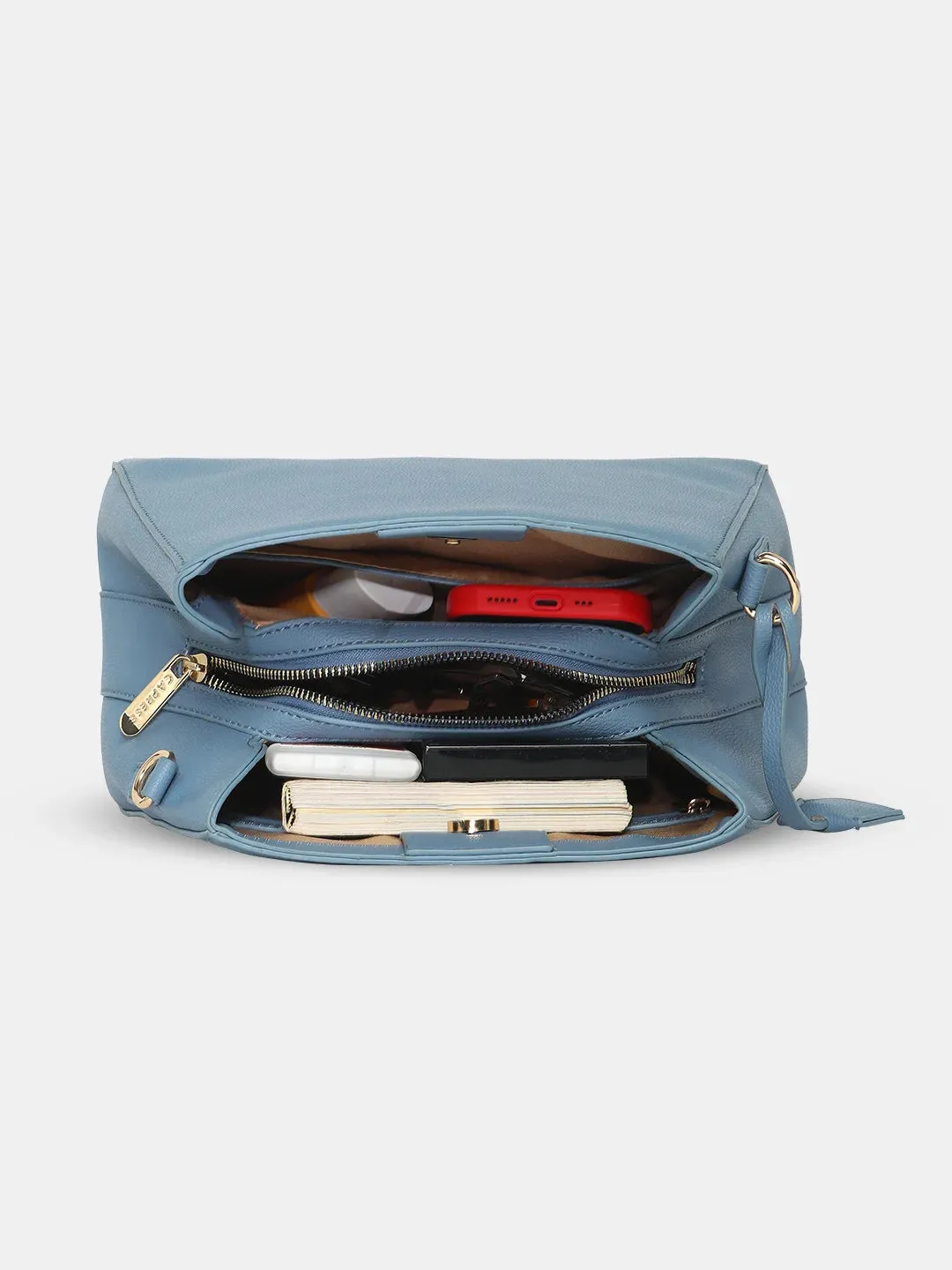 Caprese Milan Satchel Small Solid Women'S Handbag Blue