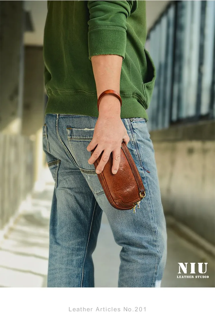 Coffee Cool Leather Mens Long Wallet Large Zipper Wallets Brown Wristlet Clutch Vintage Clutch Purse For Men