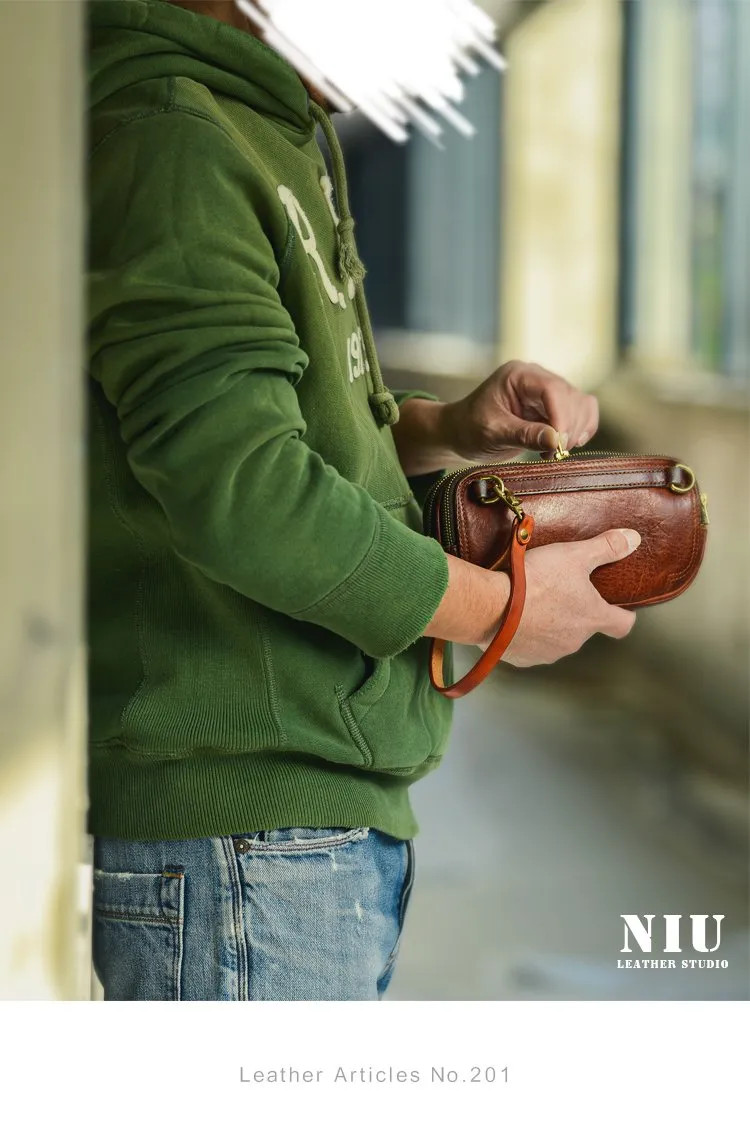 Coffee Cool Leather Mens Long Wallet Large Zipper Wallets Brown Wristlet Clutch Vintage Clutch Purse For Men