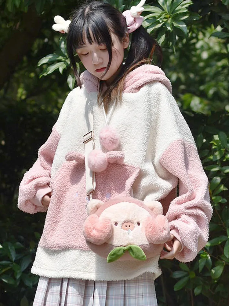 Cute Peach Pig Shoulder Doll Messenger Bag