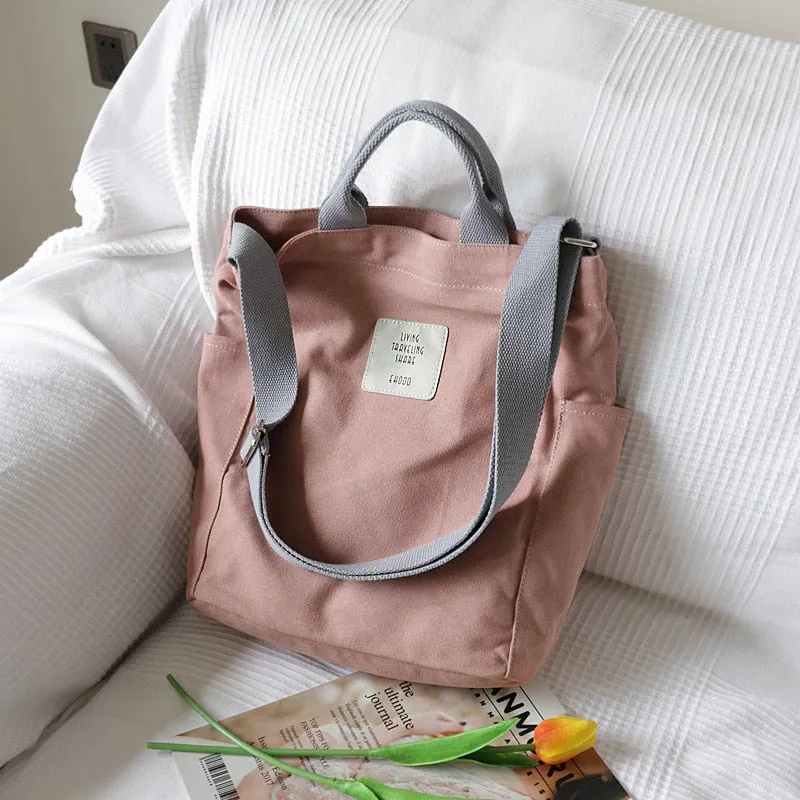Darianrojas Korean Art Canvas Shoulder Bag Handbag Simple Small Fresh Messenger Bag Casual Cloth Bag Shopping Bag Purses and Handbags