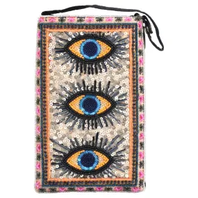 Evil Eye Club Bag Beaded Cell Phone Purse
