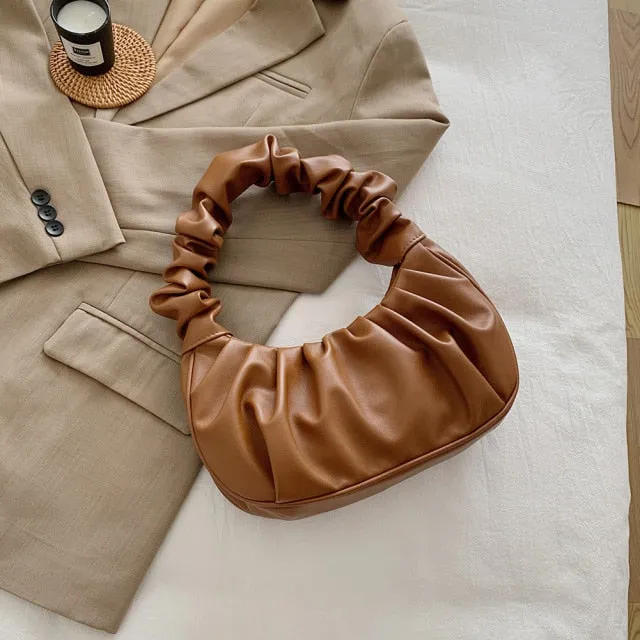 Faux Leather Scrunched Bag