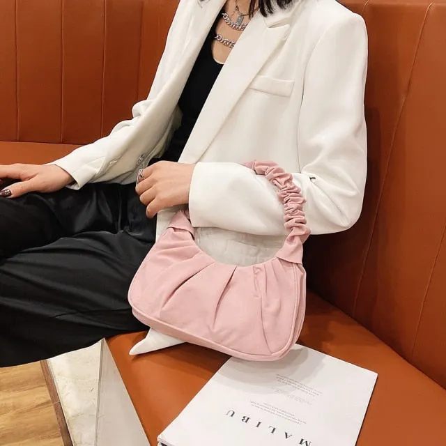 Faux Leather Scrunched Bag