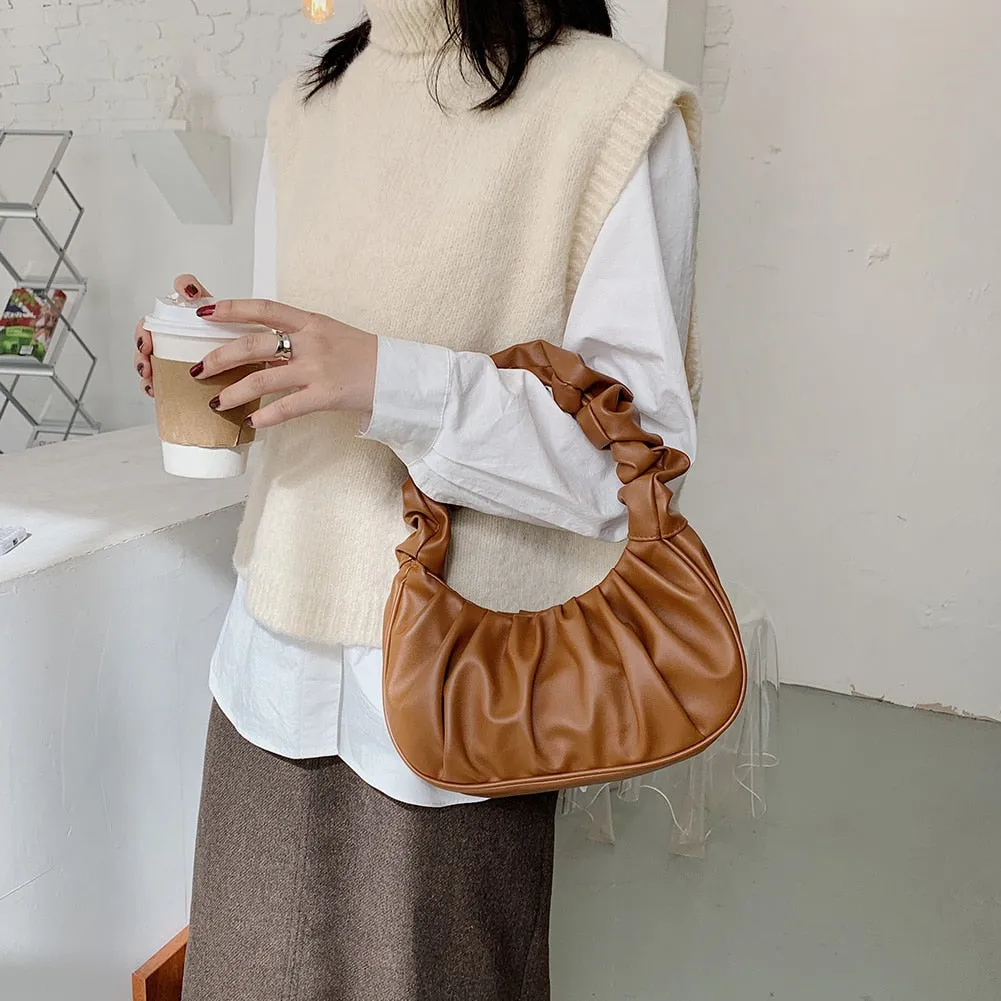 Faux Leather Scrunched Bag