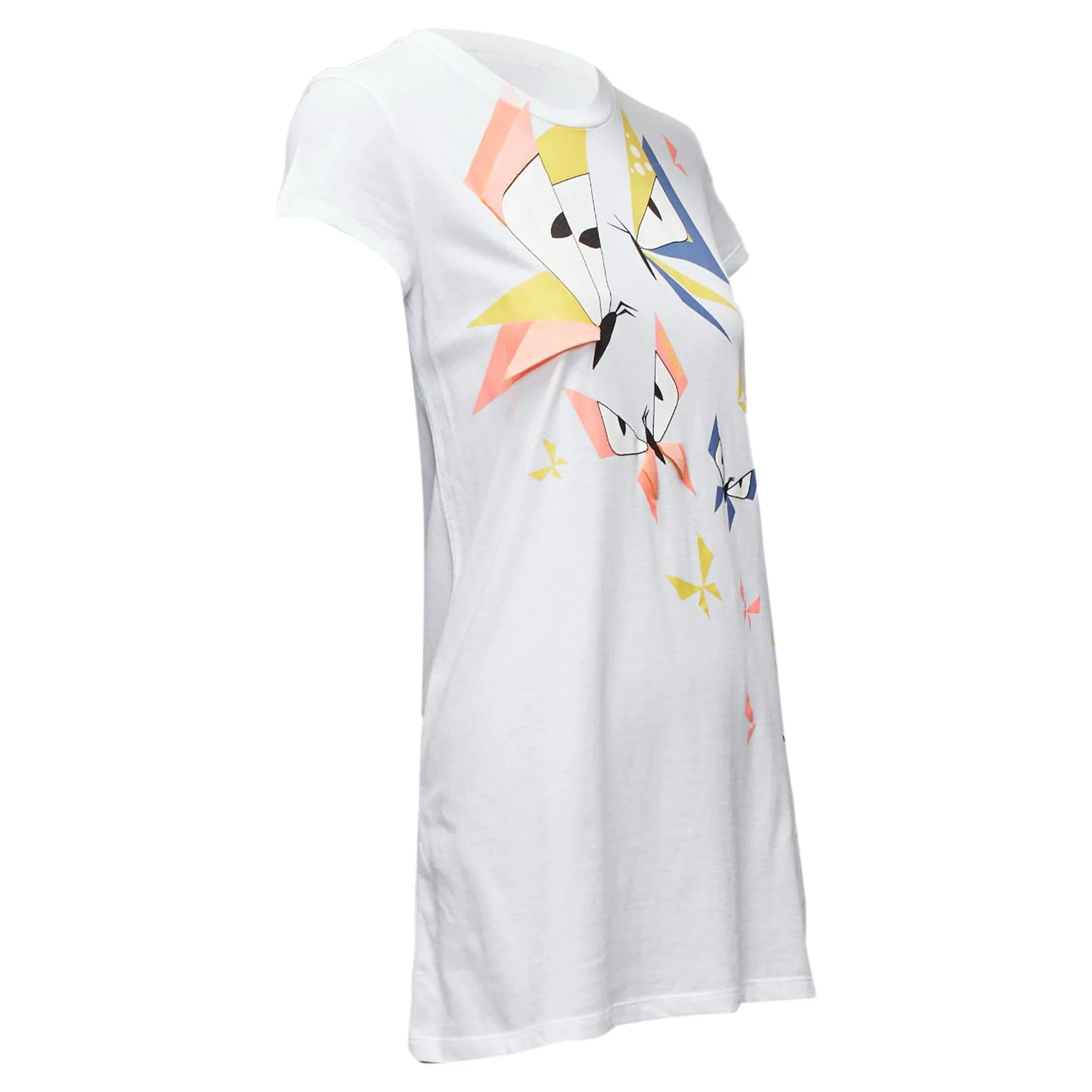 Fendi Kids Angry Monster Butterfly Applique Cap Sleeve Long Tshirt