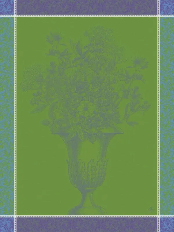 Floraison Uni Blue Tea Towel by Le Jacquard Francais