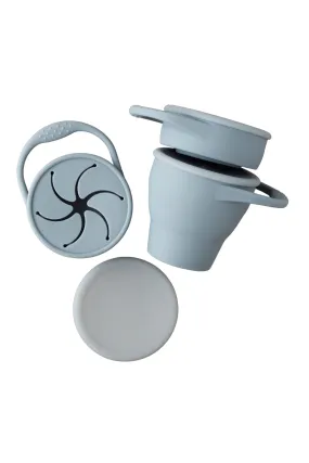 Foldable Silicone Snack Cup - Silver Blue