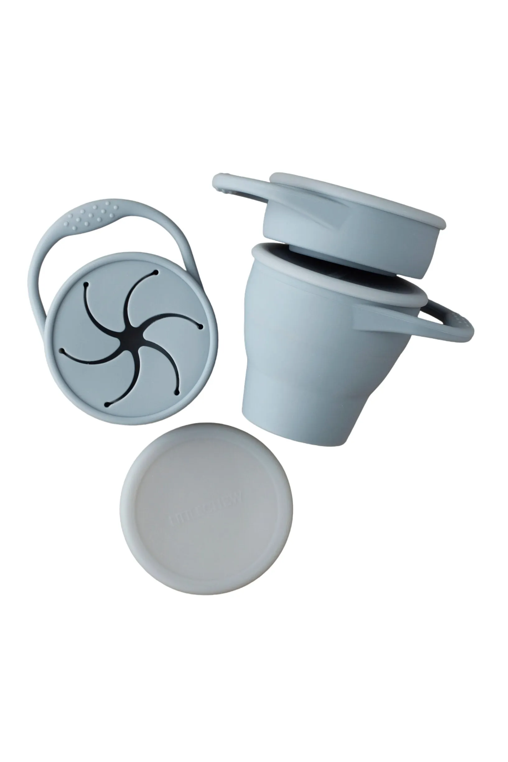 Foldable Silicone Snack Cup - Silver Blue
