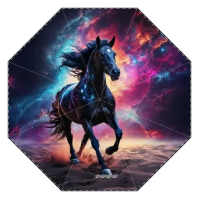 Foldable umbrella - Majestic Black Horse Design