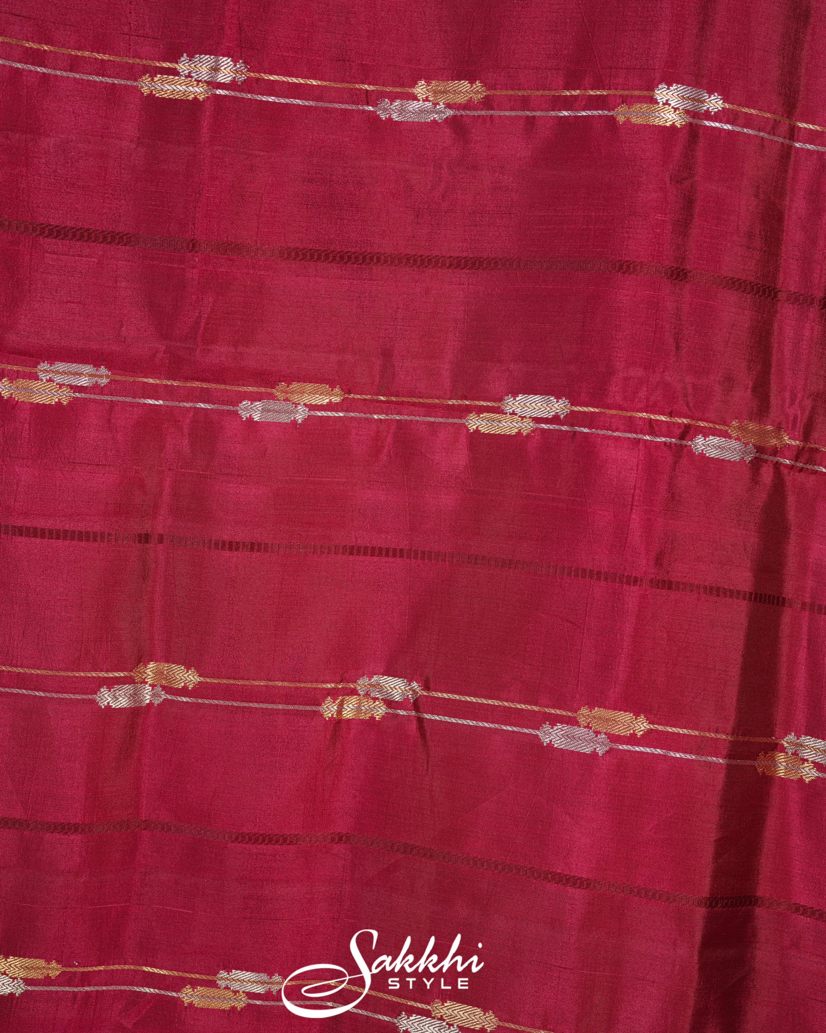 GARNET RED RAW MANGO BANARASI SILK SAREE
