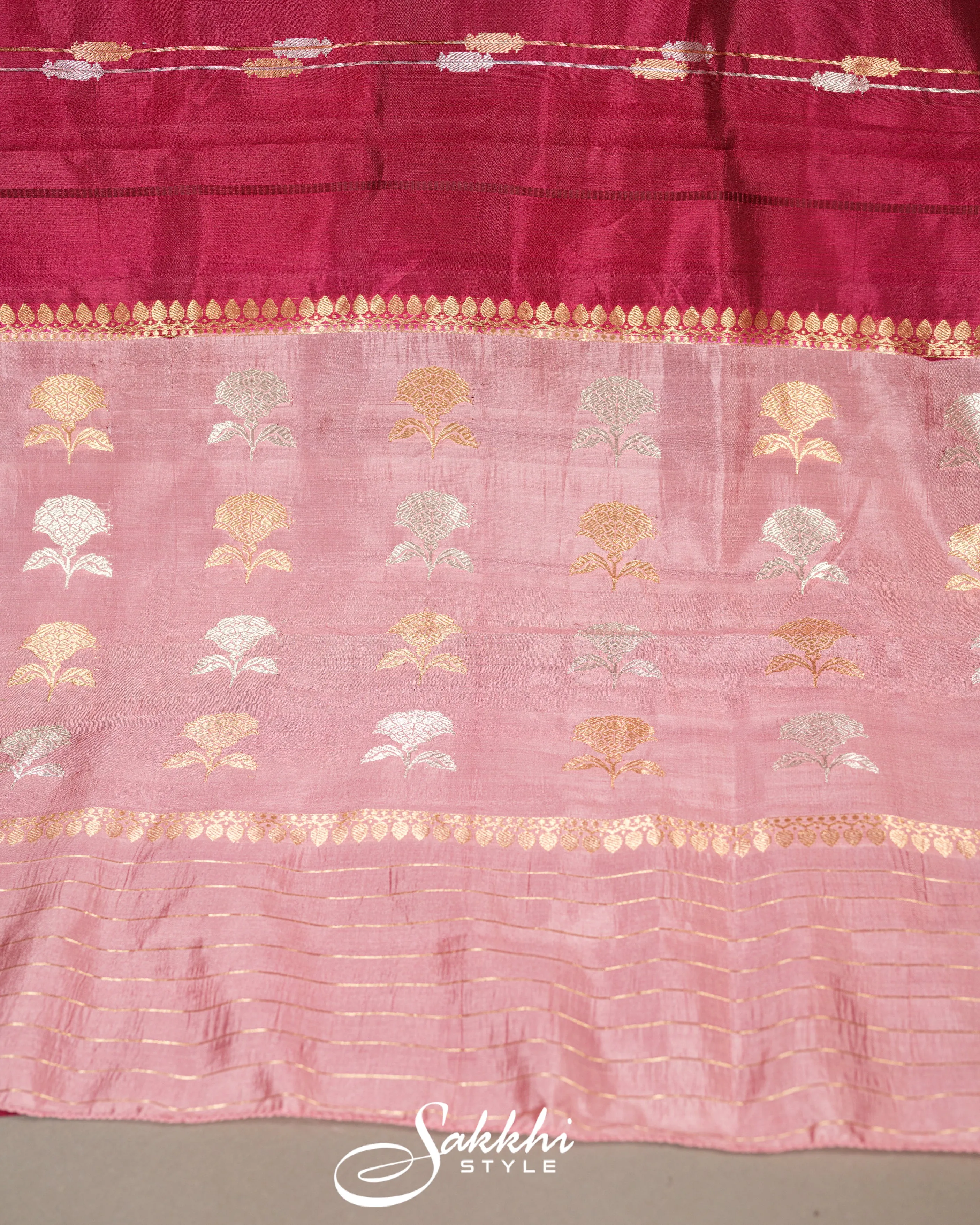 GARNET RED RAW MANGO BANARASI SILK SAREE