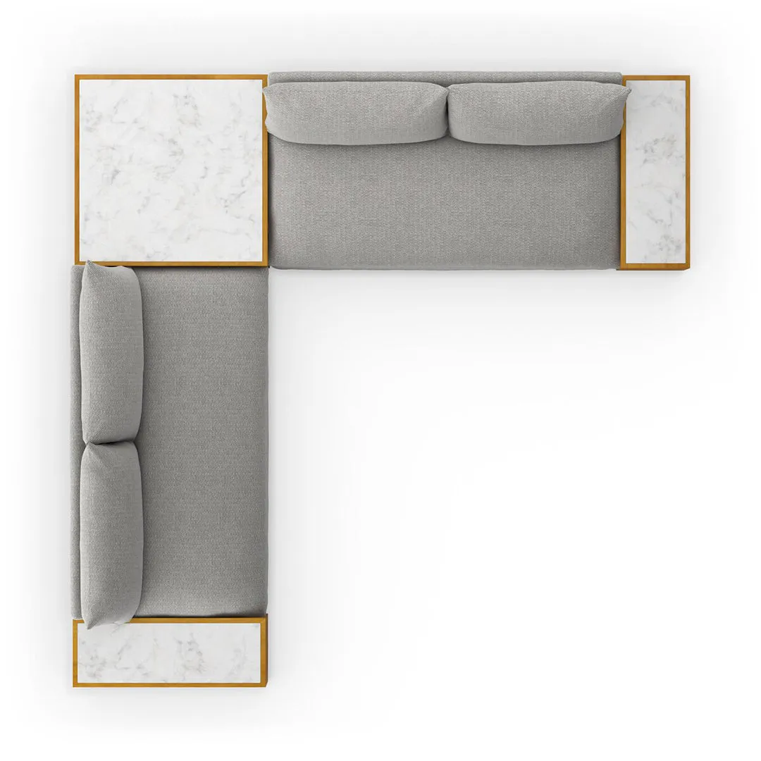 Grant Outdoor Two Piece Sectional with Coffee and End Tables