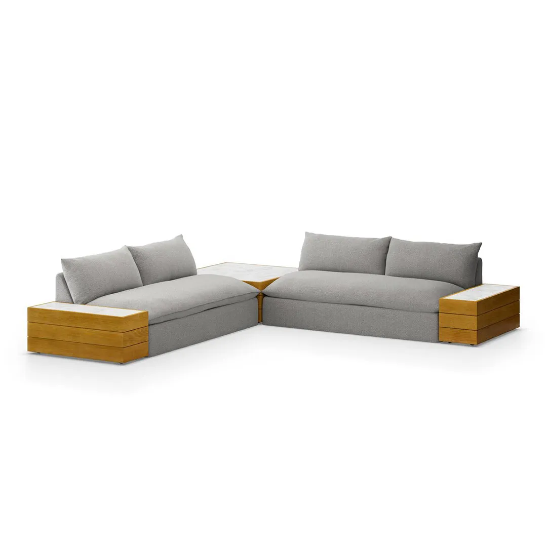 Grant Outdoor Two Piece Sectional with Coffee and End Tables