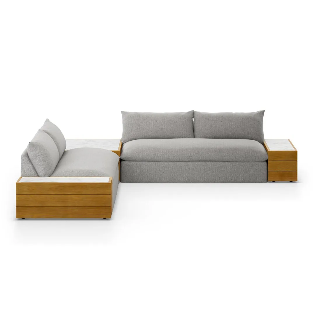Grant Outdoor Two Piece Sectional with Coffee and End Tables