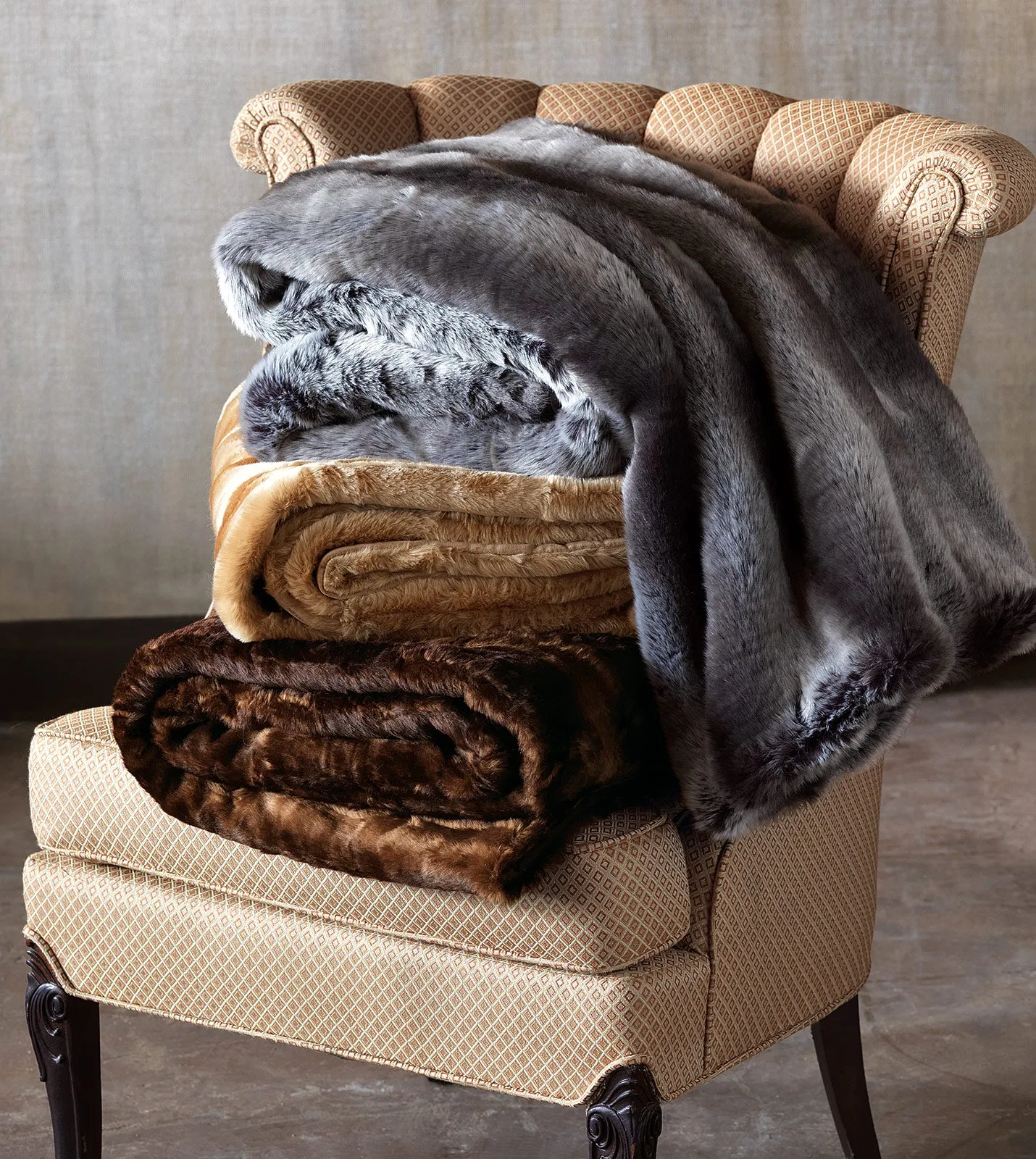 Karina Chocolate Faux Fur Throw Blanket 53x80