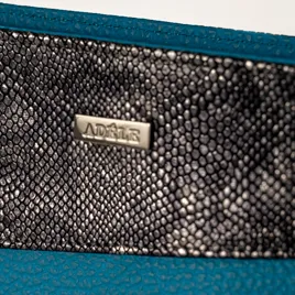 Lana Two Tone - Blue Cow hide and silver snake print Leather