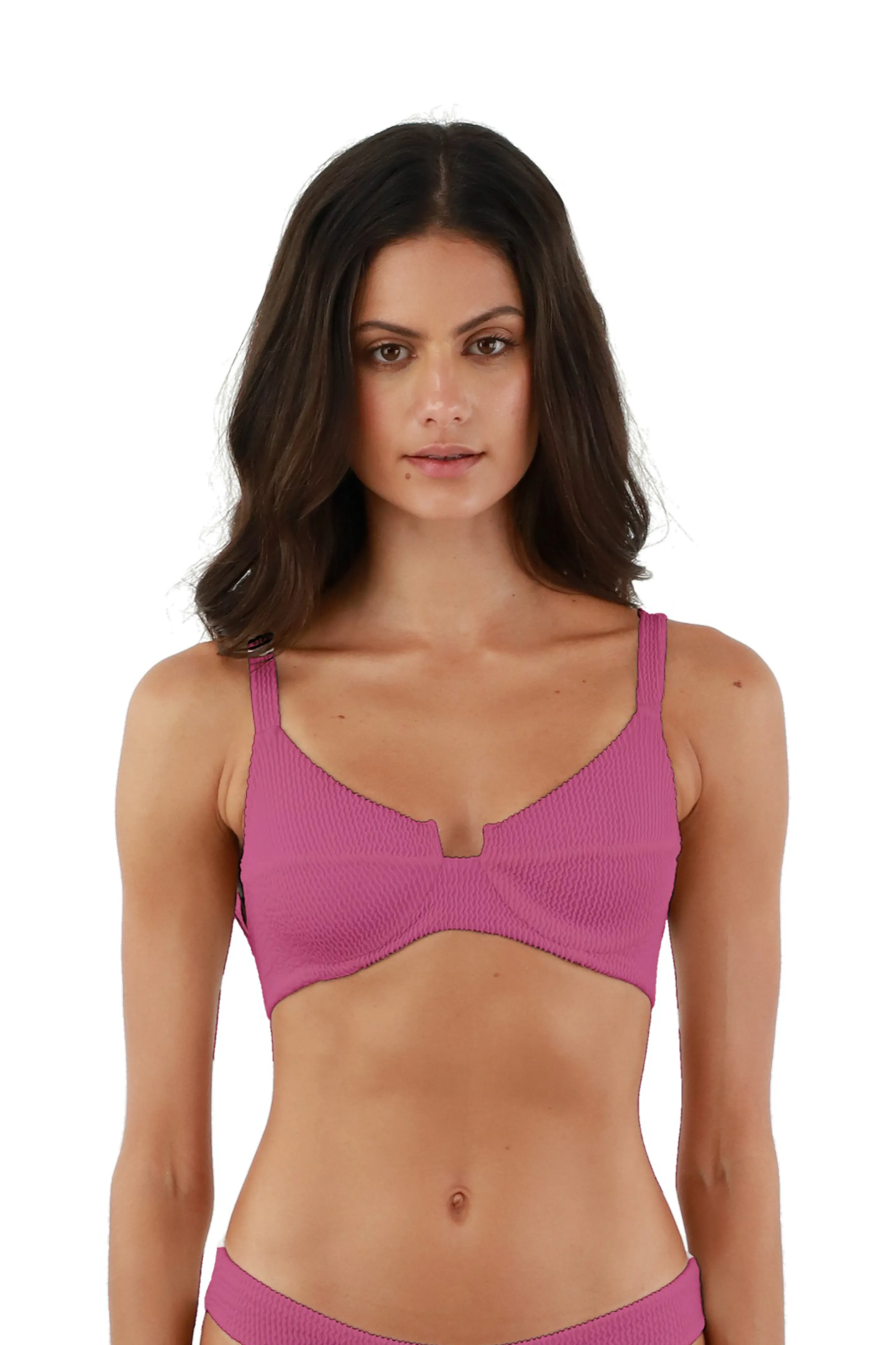 Malai Textured Wave Easy Pink Majestic Bikini Top