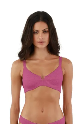 Malai Textured Wave Easy Pink Majestic Bikini Top