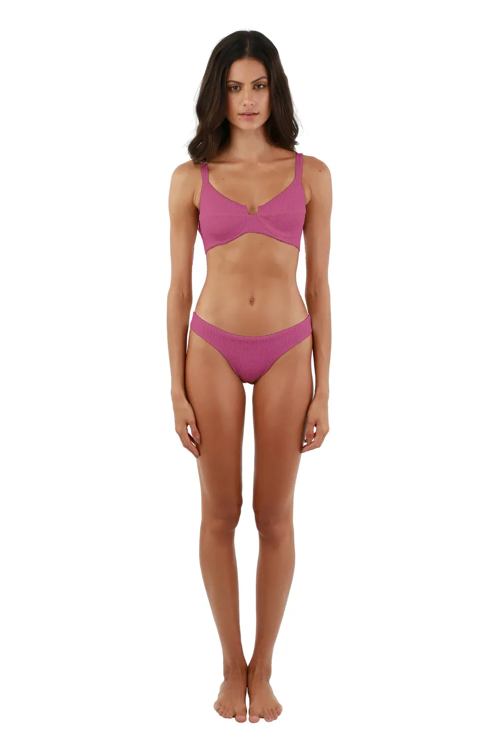 Malai Textured Wave Easy Pink Majestic Bikini Top