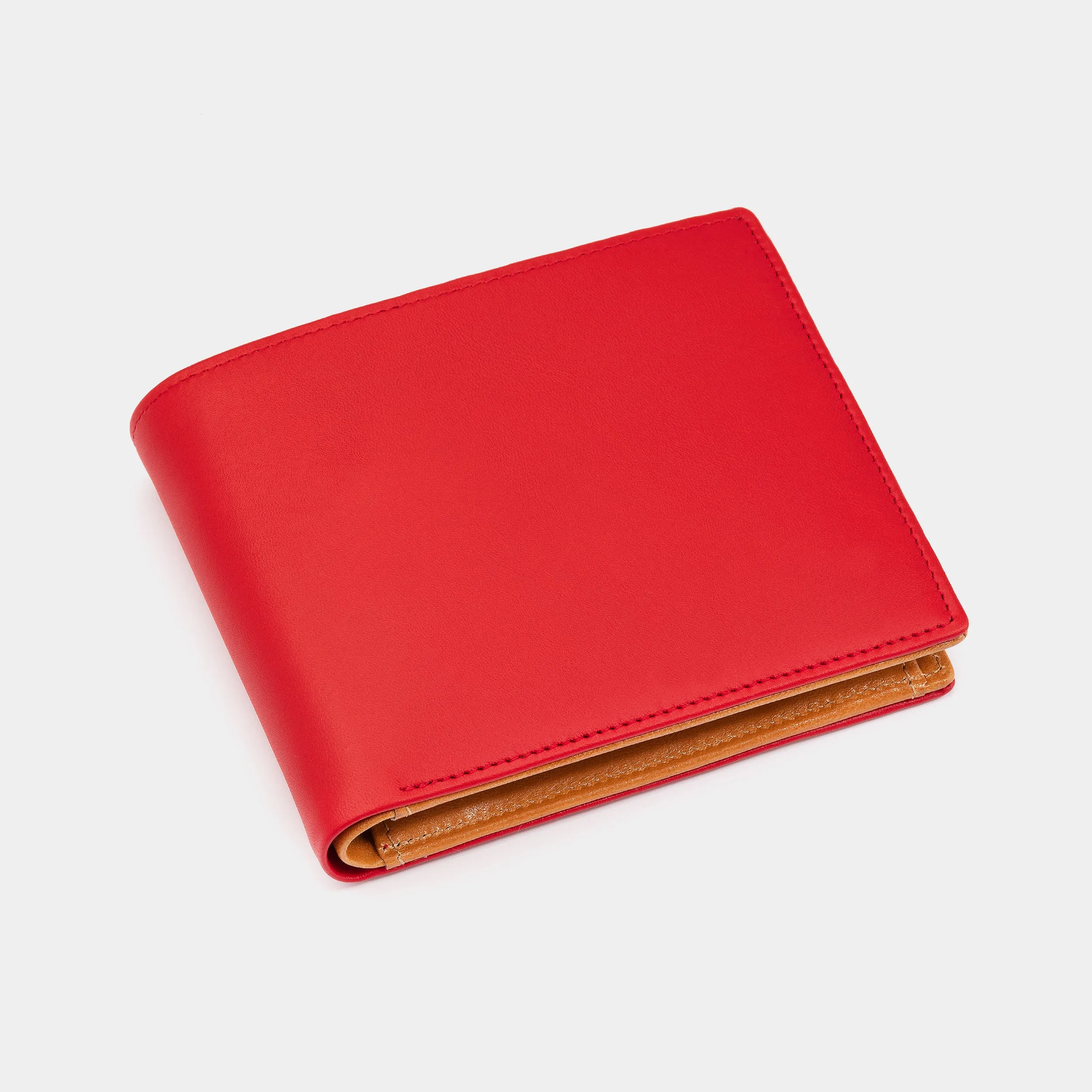 Men's Leather Wallet in Red and Cognac, Limited Edition