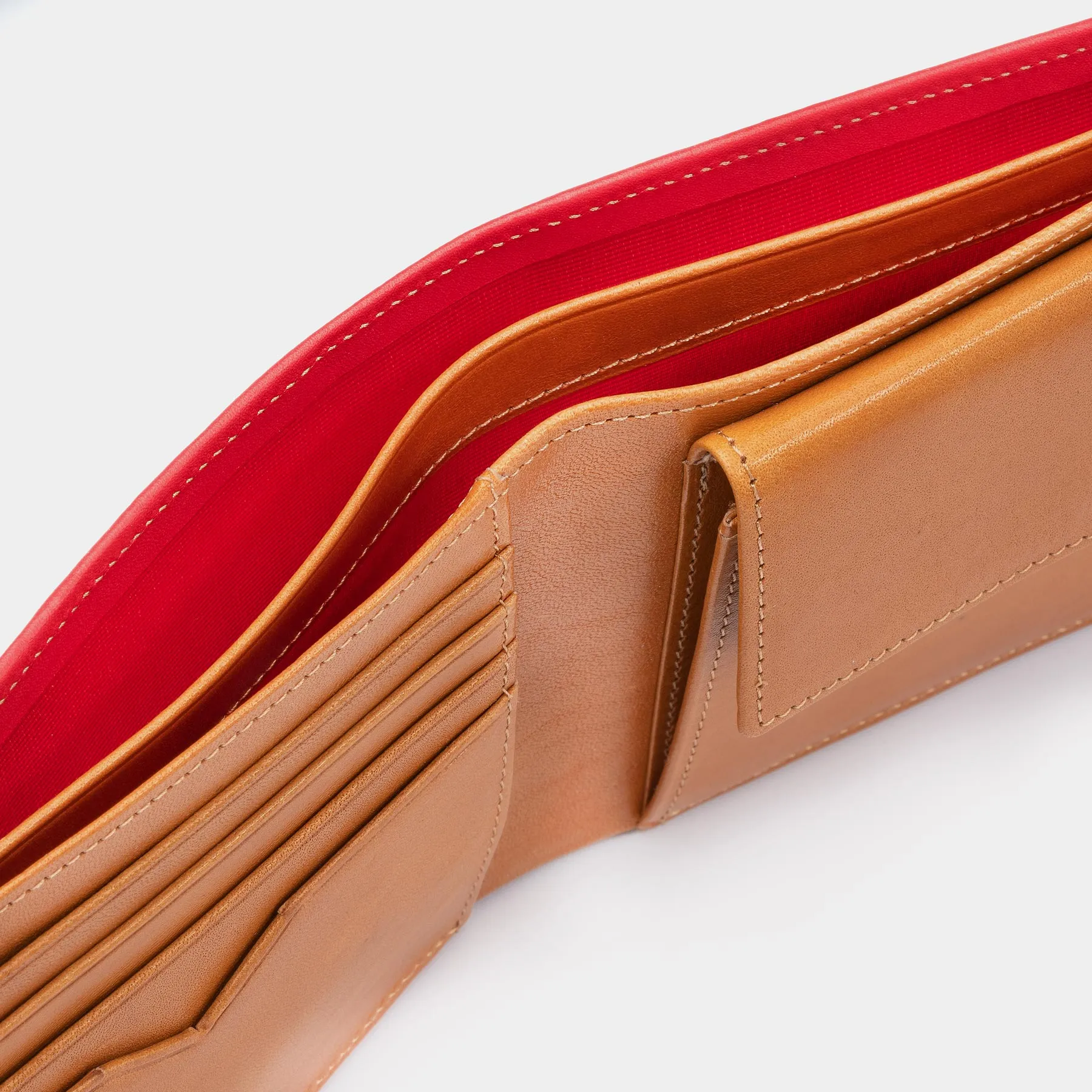 Men's Leather Wallet in Red and Cognac, Limited Edition