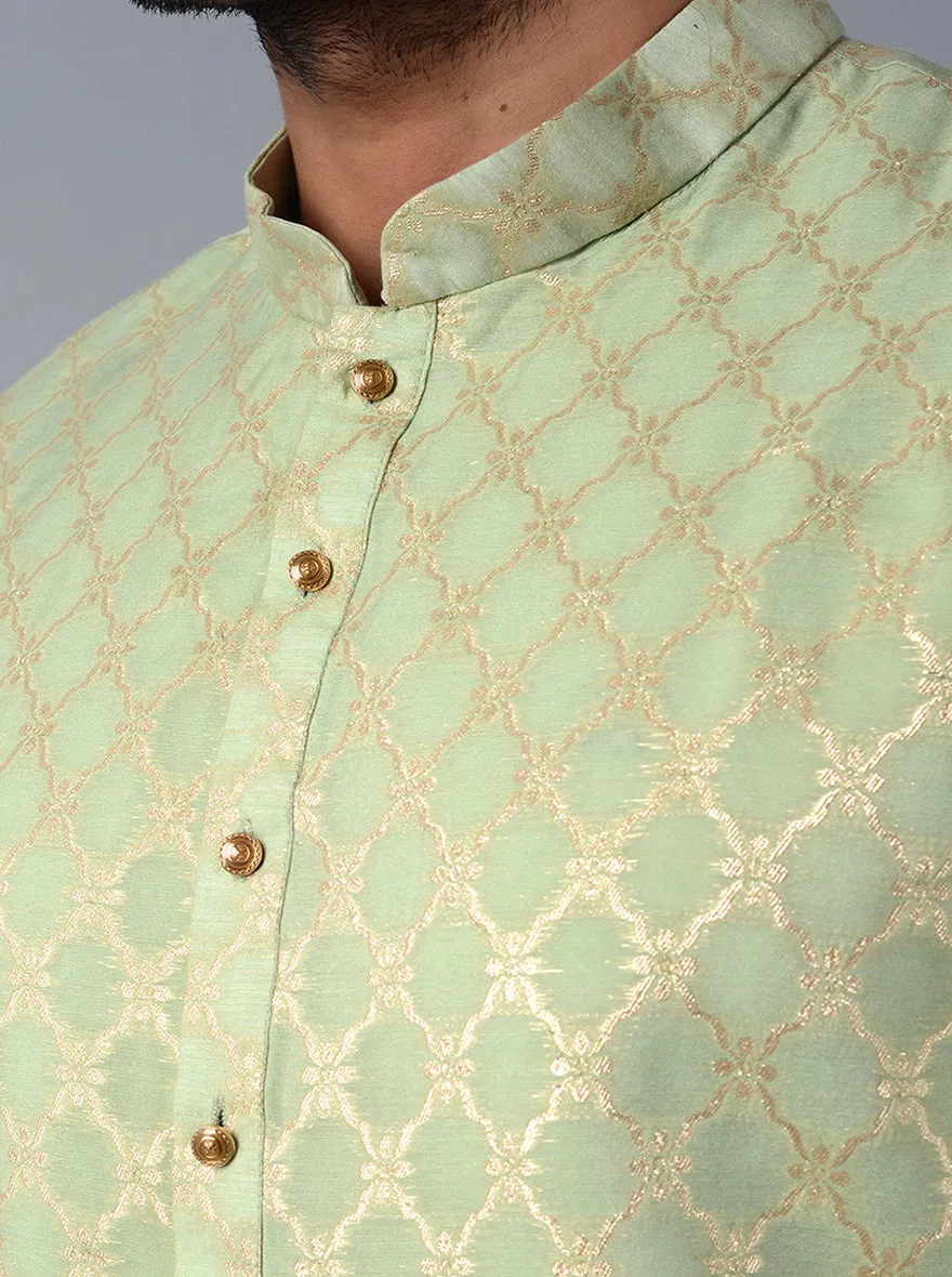 Mint Green Self Design Regular Fit Kurta Set | TULA