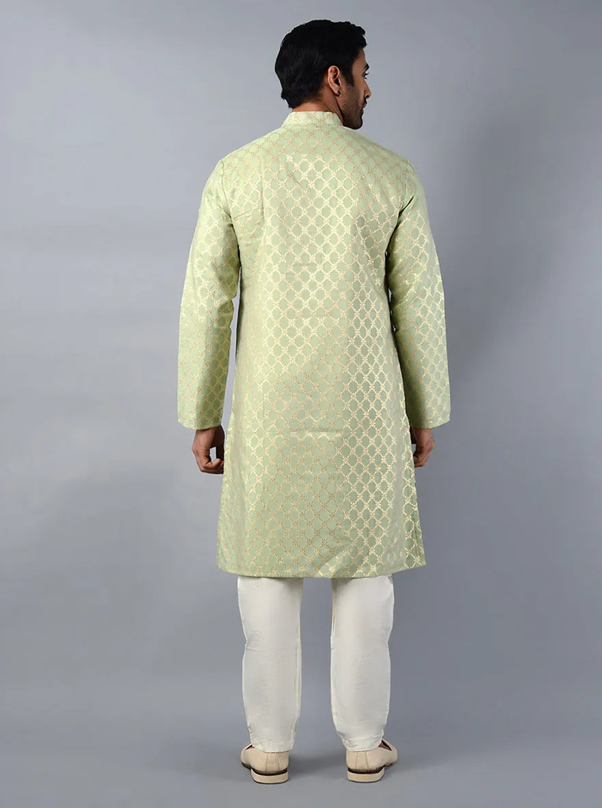 Mint Green Self Design Regular Fit Kurta Set | TULA