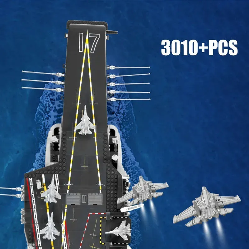 MOC Military WW2 Aircraft Carrier Warship Bricks Toys