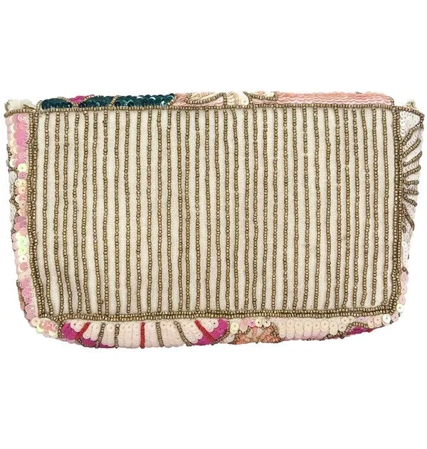 Multi Floral Double Sided Beaded Clutch