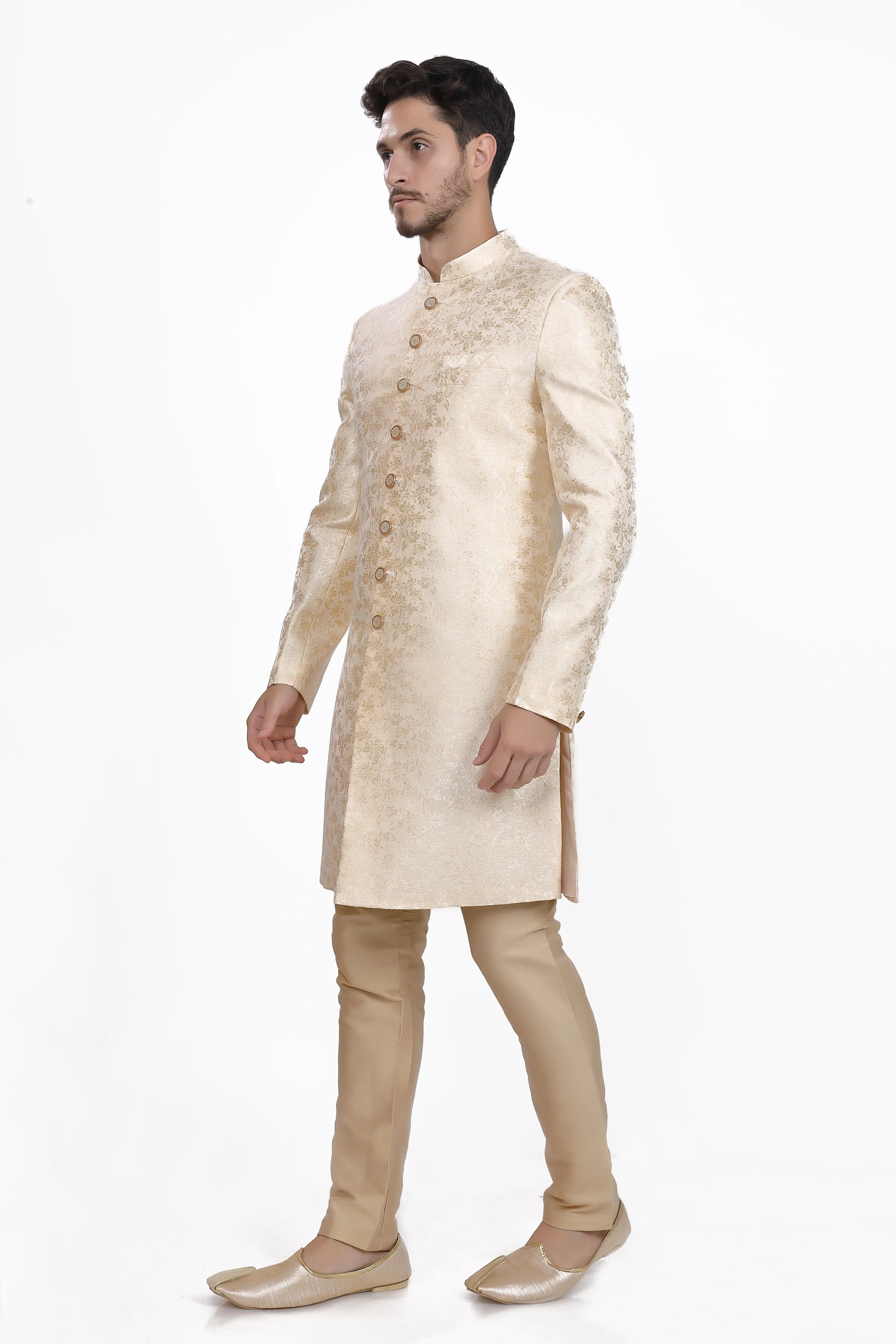 Off white mens sherwani pyjama set