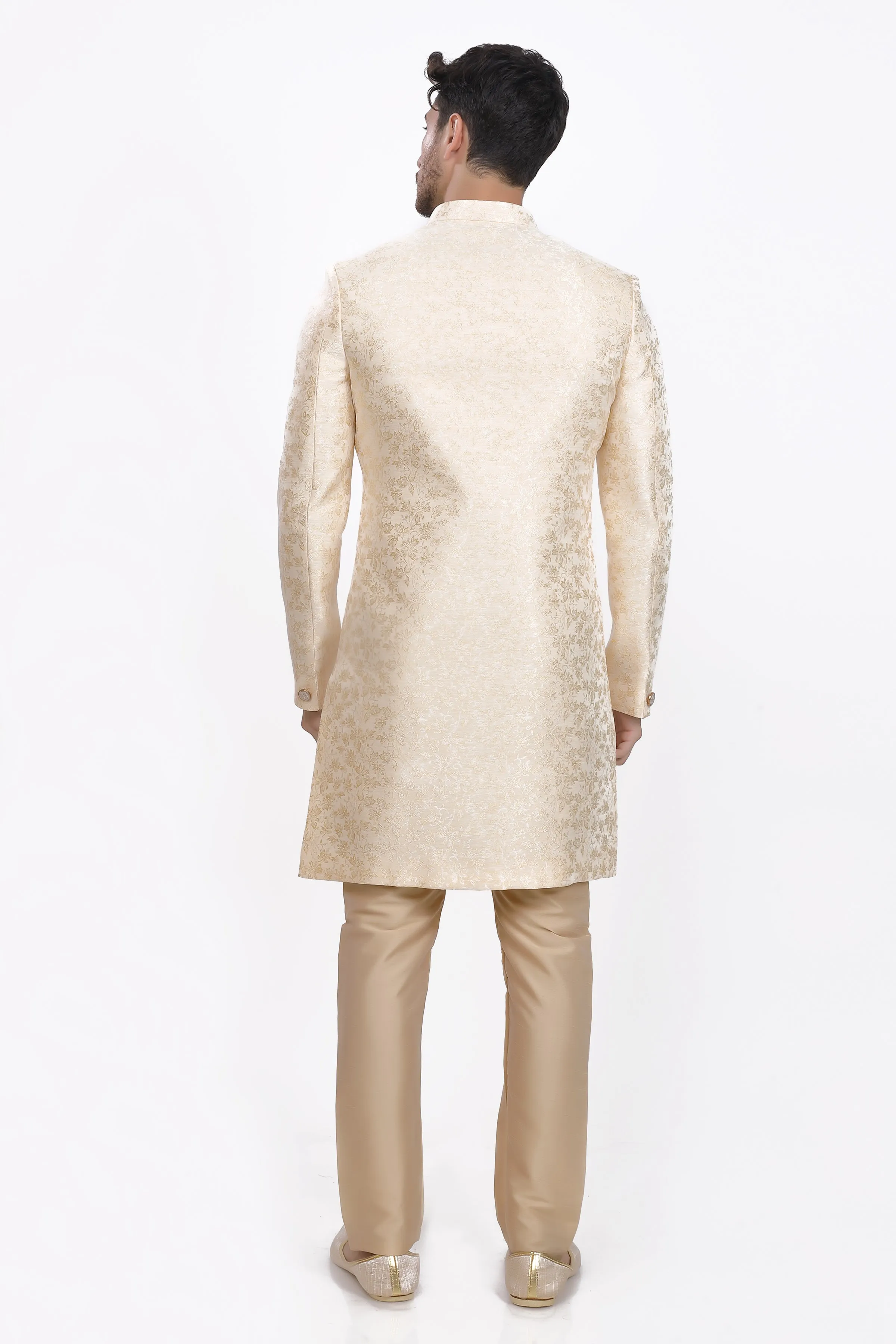 Off white mens sherwani pyjama set