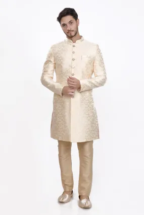 Off white mens sherwani pyjama set