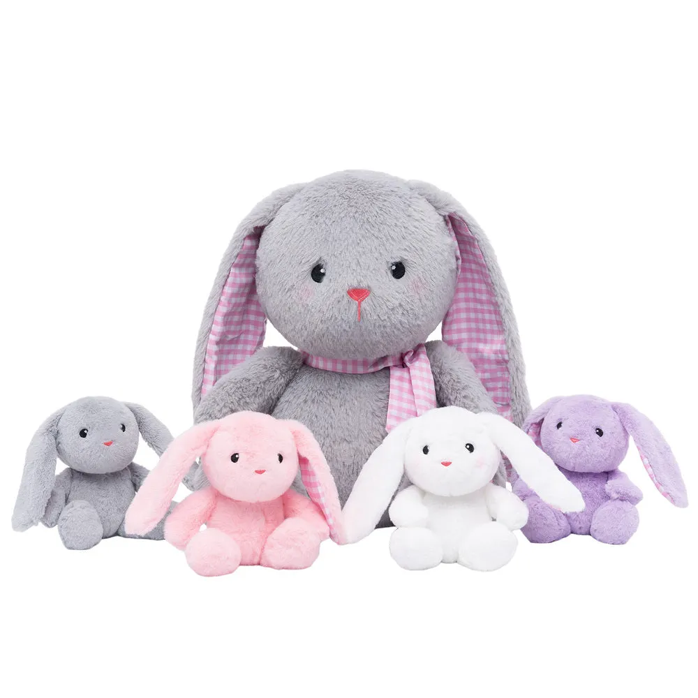 Rabbit Family with 4 Babies Plush Playset Animals Stuffed Gift Set for Toddler