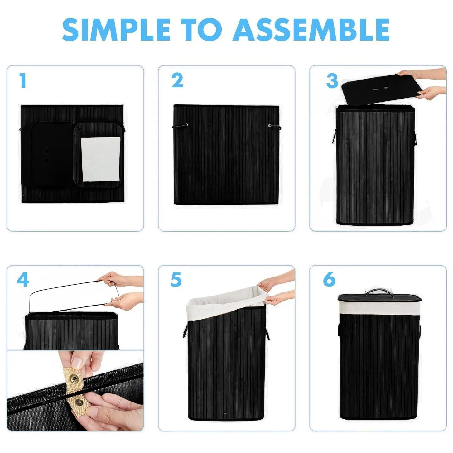 Rectangular Bamboo Basket Black
